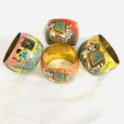4  Colorful Brass Bangle Bracelet 