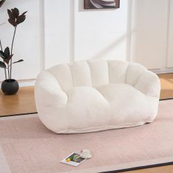 Two seater Floor Lazy Sofa for Living Room Bedroom, Bean Bag Chair for Adults, Ultra Soft Fluffy Loveseat Bean Bag Sofa, Cozy Reading Chair with Fille