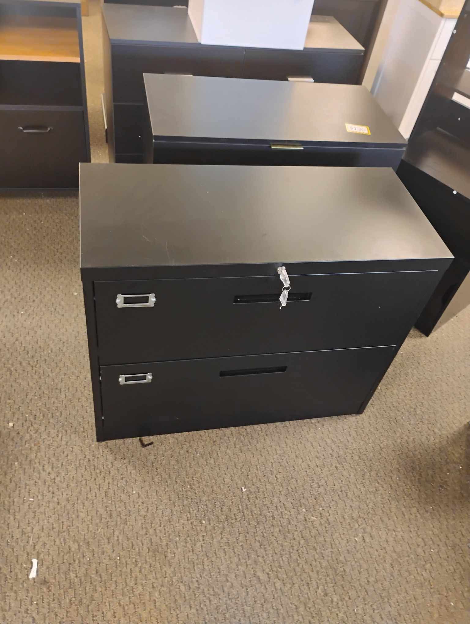2 Drawer Lateral File Cabinet with Lock,Black Lateral Filing Cabinet,Horizontal Metal Filing Cabinet,Locked Wide Two Drawer File Cabinet for Office Ho