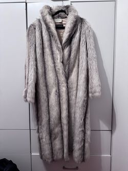Vintage Monterey Fashions Full-Length Faux Fur Coat – Gray