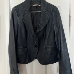 Wilson’s Leather Navy Blue Cropped Lined Jacket Women’s Small S