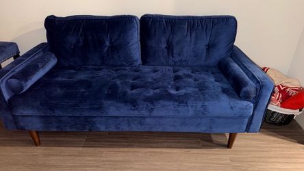70'' Blue Wayfair Velvet Sofa.