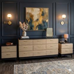 Modern Refinished Dresser and nightstands 3 piece Set PRICE FIRM