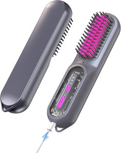 Hair Straightener Brush,Portable Brush for Women, Mini Straightener Comb for Travel Hair Care, 9600mAh Rechargeable, Fast Heating Electric Straight Co