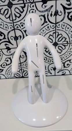 Raffaele Iannello 'The Ex' Knife Blockhite Glossy Human Figure Sculpture