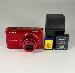 Nikon COOLPIX S6300 Red 16.0MP Digital Camera with 4GB Memory, Battery & Charger