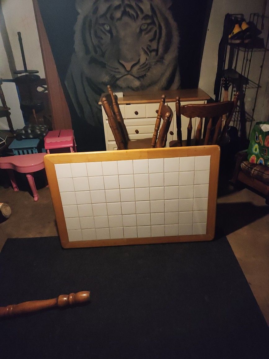 White Tile Kitchen Table