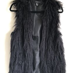 Long Black Fur Vest