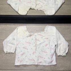 Vintage 1980s Kids / Toddlers Train All Over Print Long Sleeve Shirt