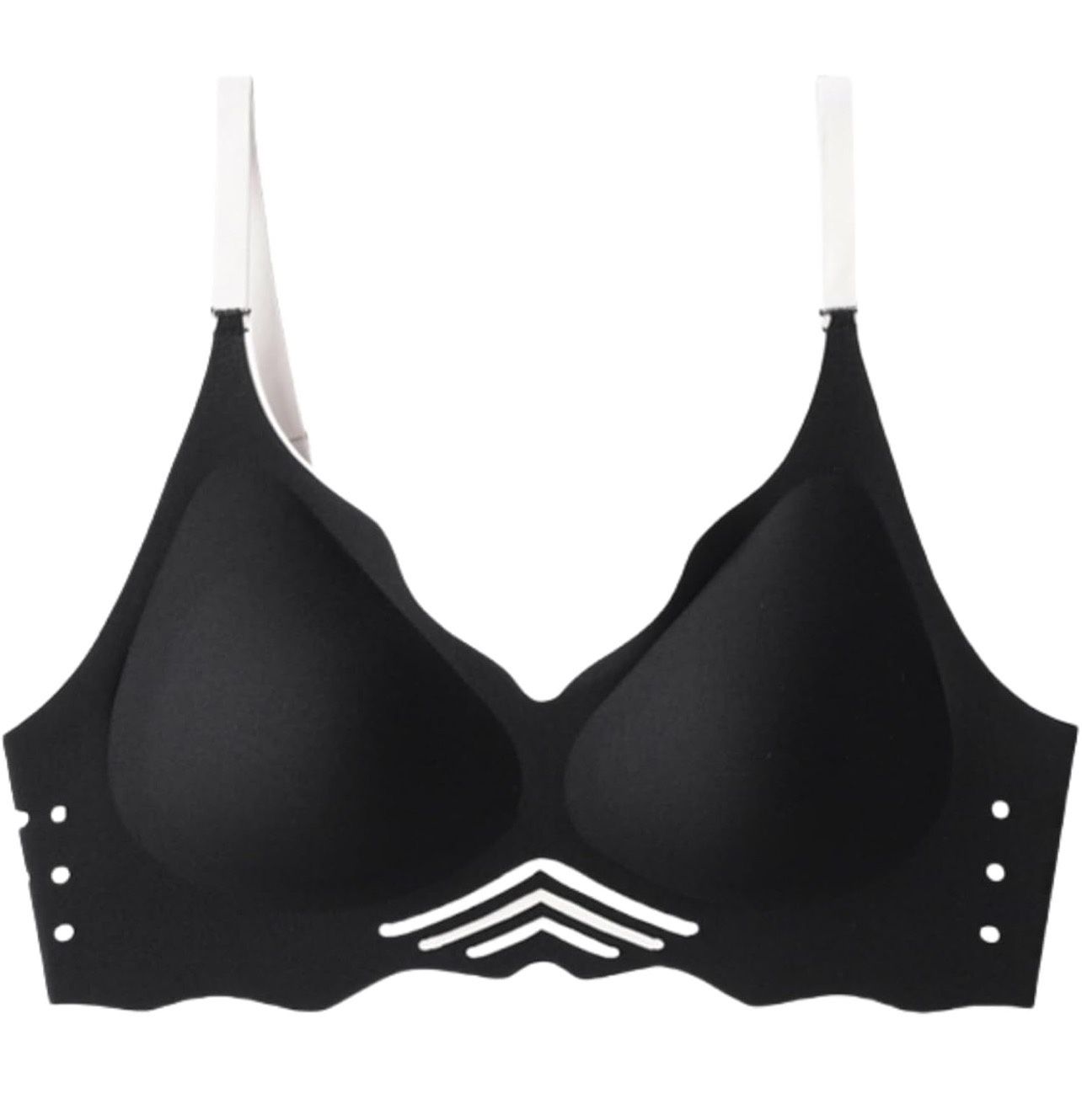 Women's Seamless Bra, Wave Edge Design, Adjustable Straps, Non-Marking, Non-Steel Ring, Breathable Comfort