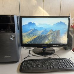 Asus i7 3.60GHz, 8GB Ram, 250GB SSD, 1TB Hard Drive, DVD-RW Drive, Windows 11 Home, Keyboard and Mouse, Altec Lansing Speakers, Samsung 22” Monitor 