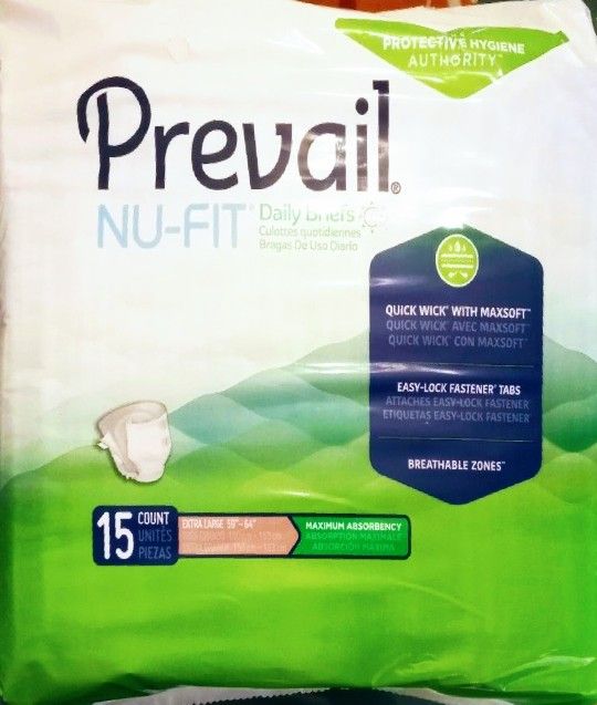 PREVAIL NU-FIT ADULT DIAPERS ($10 each.pack)
