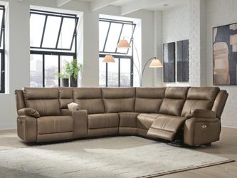 Max-Momentum Biscotti 6-Piece Power Reclining Sectional with Audio Console