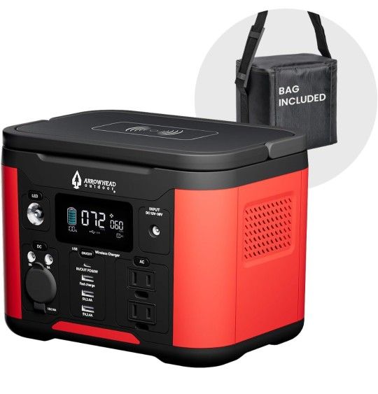 ARROWHEAD OUTDOOR 296W Portable Power Station, Lithium, Solar Generator, 120V/300W (Peak 600W)