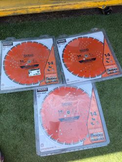 RIDGID $95 each cada uno 
14 in. All-Cut Diamond Blade