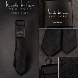 Nicole Miller New York Men's Black Two-Tie Set – Dress Ties