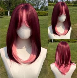 Red & Pink Synthetic Wig