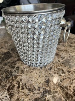 Beautiful Rhinestone Double-Wall Stainless Steel Insulated Ice Bucket