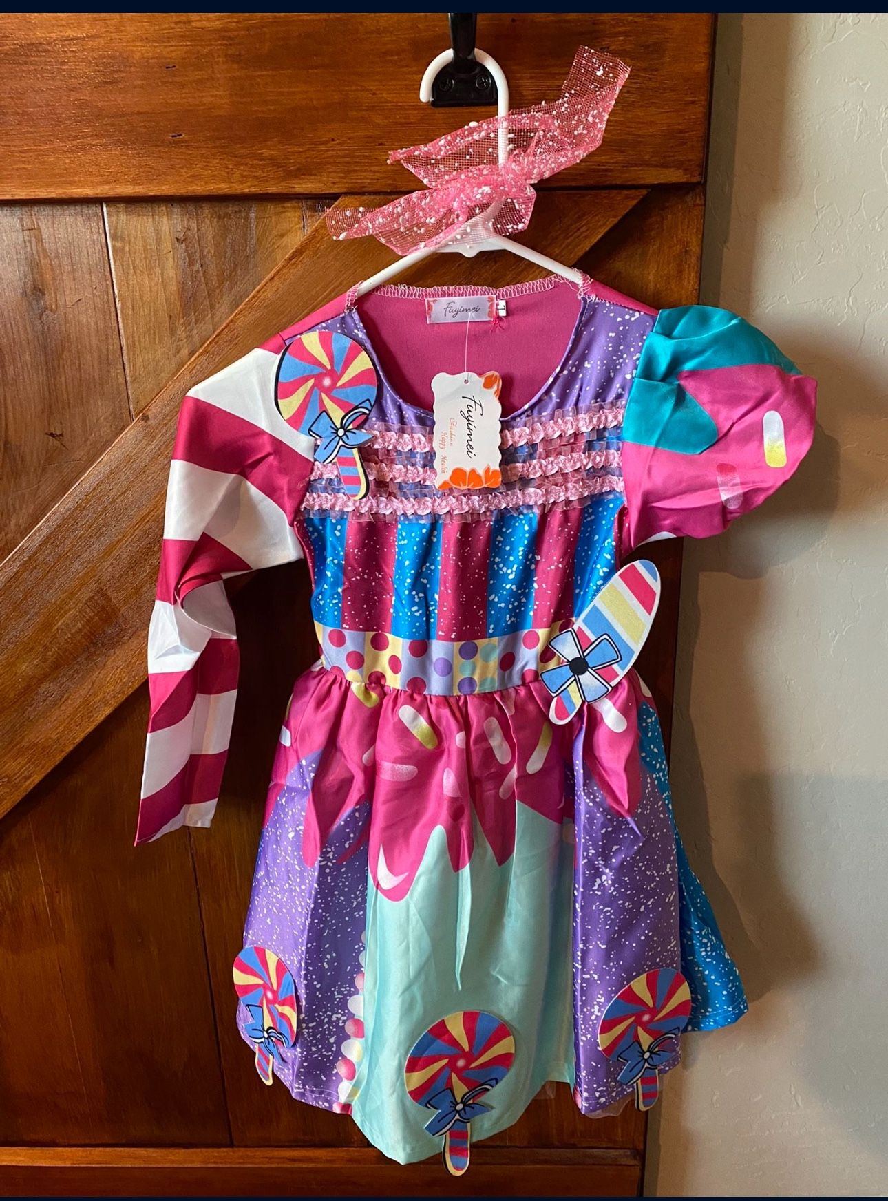 Girls Lollipop Costume With Bow - Size 5/6T