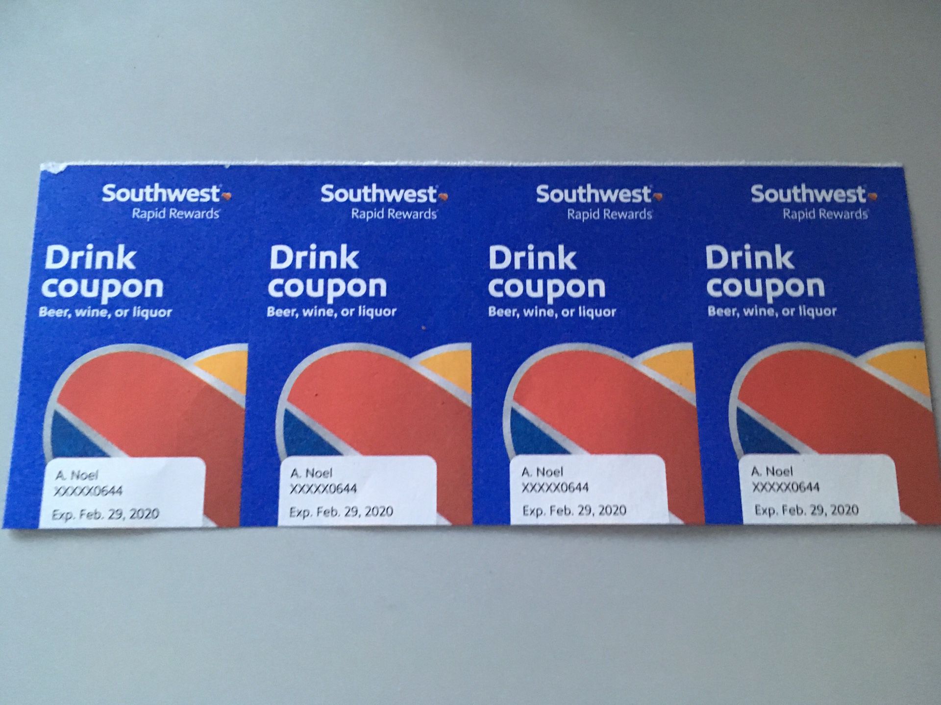 Southwest Drink Tickets (4)