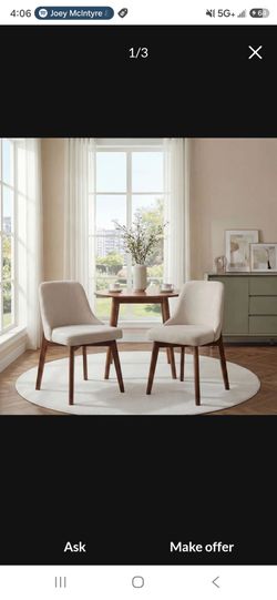 Brand New Set of 2 Modern Cream Upholstered Dining Chairs