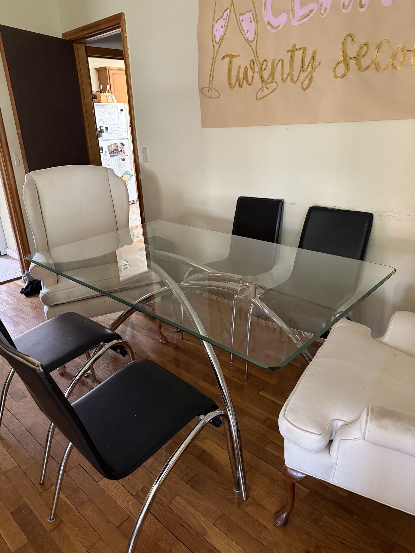 FREE- Glass Dining Table With Chrome Legs, EAST LANSING PICK UP TODAY