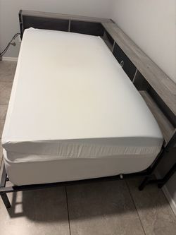 Twin  Bed Frame with Storage Headboard