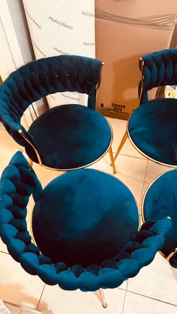 4 chairs Blue velvet Dining chairs
