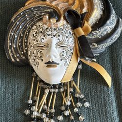 Vintage Authentic Handmade Ceramic Mask Made In Venice Italy 