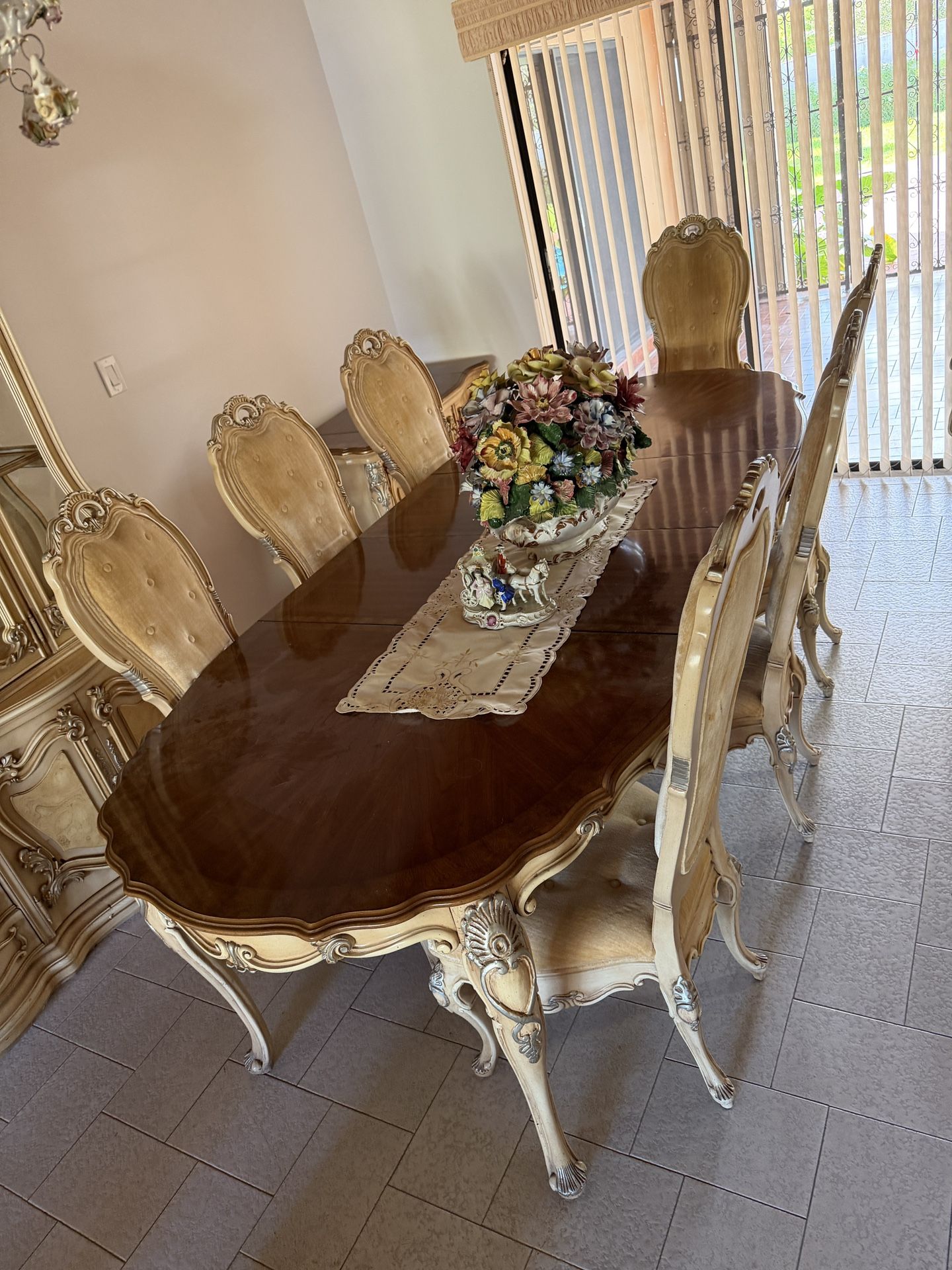 Antique Dining Table with Chairs