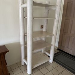 Southwest Log Tower Shelf tower 6ft x 37 x 21 inches with 5 shelves, real wood  