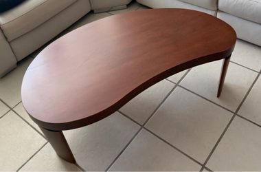 Modern Cherry Wood Kidney-Shaped Coffee Table