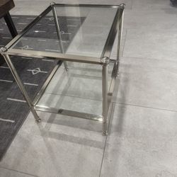 Silver Metal & Glass side table/end table. 