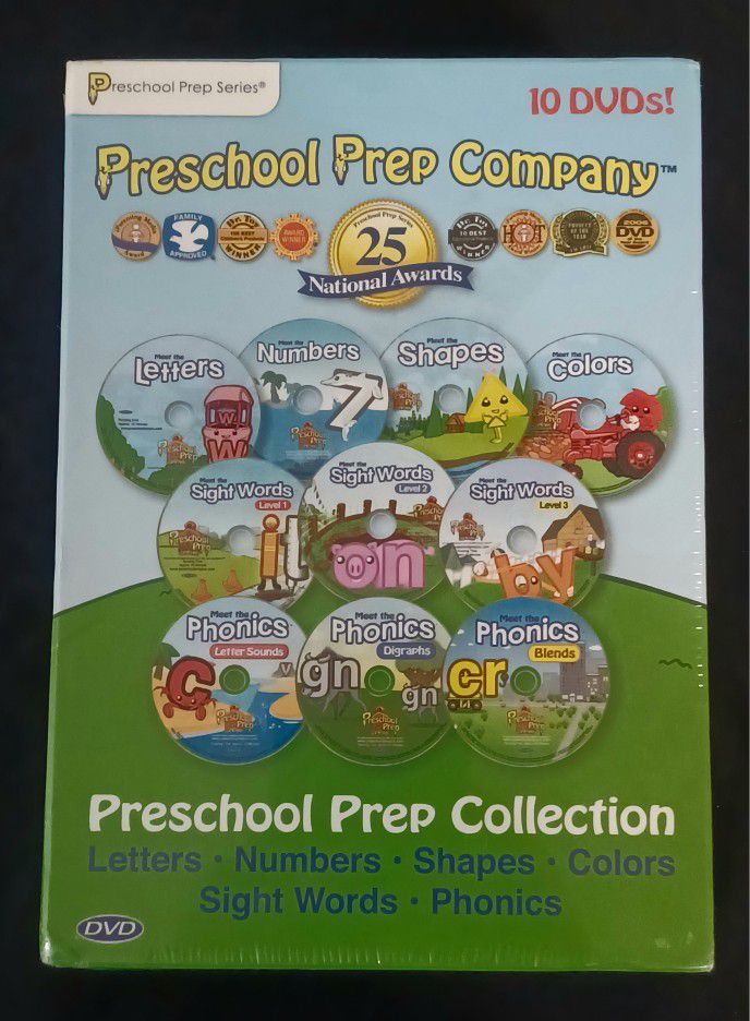 Preschool Prep Company Collection 10 DVD Set Letters Numbers Shapes Colors Words