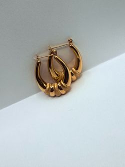 14k 2.5G Textured Oval Hoops