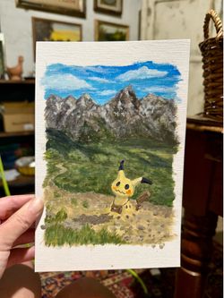 "Mimikyu’s Big Journey" Original Acrylic Painting Pokemon Fan Art