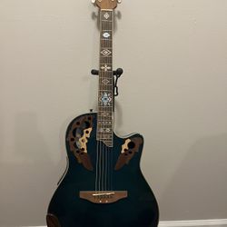 Custom Teal Ovation Acoustic Electric Guitar