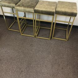 4 Pc Gold Bar Stools 