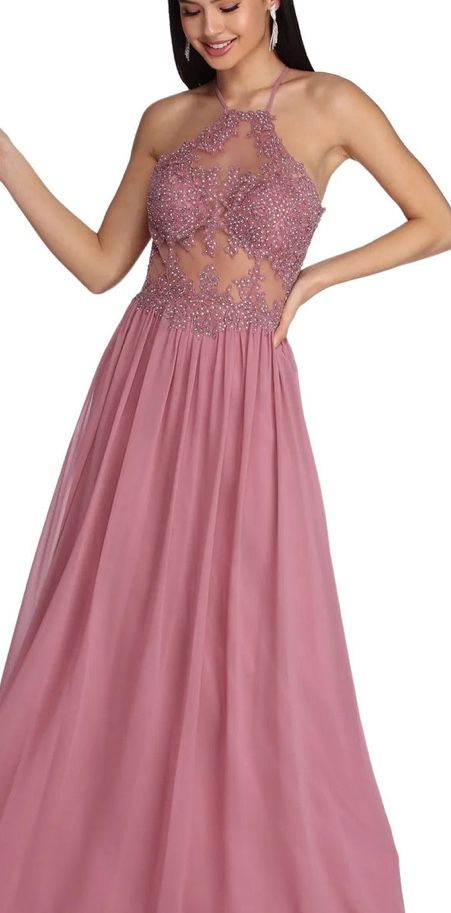 Alessandra Rich Mauve Embellished Prom Dress