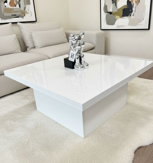 White Coffee Table Glossy Laquer Finish New