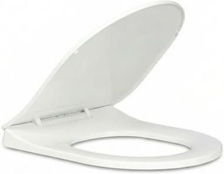 Soft Close D-Shape Toilet Seat, Durable Thermoplastic Cover with Quick Release Hinges, White