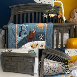 Baby Nursery Set With Mattress Lion King Jungle Theme 