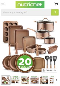 NutriChef 20-Piece Nonstick Cookware Set - Brand New in Box