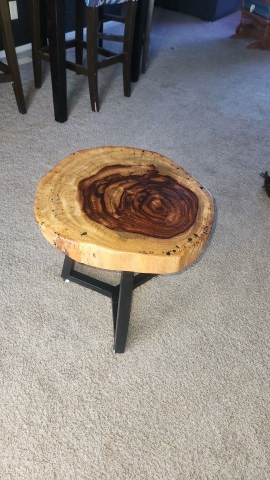 Walnut Live Edge Cookie Slab End Table