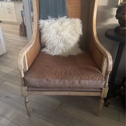 Cane Back Chair – Leather Cushion – French Country Style