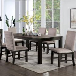 -7pc Dining Table Set - Table With 6 Chairs