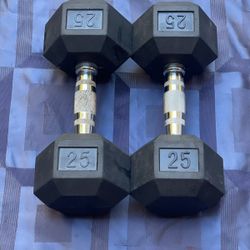 25 LB. PAIR OF RUBBER DUMBBELLS   = $70    •   8s  15s 20s  30s   40s  ARE ALSO AVAILABLE