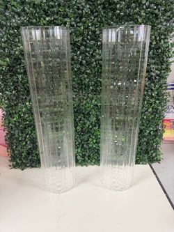 Ribbed glass open end hurricane 20”