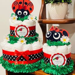 LADYBUG SPRING girl baby shower diaper cakes gift
