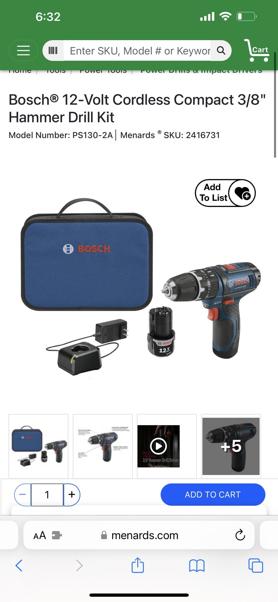 Bosch® 12-Volt Cordless 3/8" Drill Kit